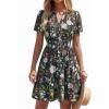 image:imageBTFBM Summer Dresses for Women 2026 Lightweight Casual Short Sleeve Floral Mini Dress A Line Beach Vacation SundressBlack Pink Flower
