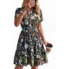 image:imageBTFBM Summer Dresses for Women 2026 Lightweight Casual Short Sleeve Floral Mini Dress A Line Beach Vacation SundressBlack Pink Flower