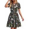 image:imageBTFBM Summer Dresses for Women 2026 Lightweight Casual Short Sleeve Floral Mini Dress A Line Beach Vacation SundressBlack Pink Flower