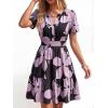image:imageBTFBM Summer Dresses for Women 2026 Lightweight Casual Short Sleeve Floral Mini Dress A Line Beach Vacation SundressBlack Purple Flower