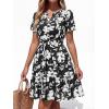 image:imageBTFBM Summer Dresses for Women 2026 Lightweight Casual Short Sleeve Floral Mini Dress A Line Beach Vacation SundressBlack White Flower