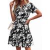 image:imageBTFBM Summer Dresses for Women 2026 Lightweight Casual Short Sleeve Floral Mini Dress A Line Beach Vacation SundressBlack White Flower