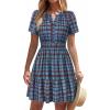 image:imageBTFBM Summer Dresses for Women 2026 Lightweight Casual Short Sleeve Floral Mini Dress A Line Beach Vacation SundressBlue