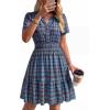 image:imageBTFBM Summer Dresses for Women 2026 Lightweight Casual Short Sleeve Floral Mini Dress A Line Beach Vacation SundressBlue