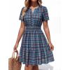 image:imageBTFBM Summer Dresses for Women 2026 Lightweight Casual Short Sleeve Floral Mini Dress A Line Beach Vacation SundressBlue