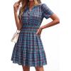 image:imageBTFBM Summer Dresses for Women 2026 Lightweight Casual Short Sleeve Floral Mini Dress A Line Beach Vacation SundressBlue