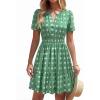 image:imageBTFBM Summer Dresses for Women 2026 Lightweight Casual Short Sleeve Floral Mini Dress A Line Beach Vacation SundressGreen