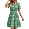 image:imageBTFBM Summer Dresses for Women 2026 Lightweight Casual Short Sleeve Floral Mini Dress A Line Beach Vacation SundressGreen