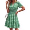 image:imageBTFBM Summer Dresses for Women 2026 Lightweight Casual Short Sleeve Floral Mini Dress A Line Beach Vacation SundressGreen