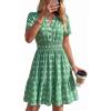 image:imageBTFBM Summer Dresses for Women 2026 Lightweight Casual Short Sleeve Floral Mini Dress A Line Beach Vacation SundressGreen