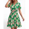 image:imageBTFBM Summer Dresses for Women 2026 Lightweight Casual Short Sleeve Floral Mini Dress A Line Beach Vacation SundressGreen Pink Flower