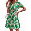 image:imageBTFBM Summer Dresses for Women 2026 Lightweight Casual Short Sleeve Floral Mini Dress A Line Beach Vacation SundressGreen Pink Flower