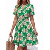 image:imageBTFBM Summer Dresses for Women 2026 Lightweight Casual Short Sleeve Floral Mini Dress A Line Beach Vacation SundressGreen Pink Flower