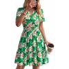 image:imageBTFBM Summer Dresses for Women 2026 Lightweight Casual Short Sleeve Floral Mini Dress A Line Beach Vacation SundressGreen Pink Flower
