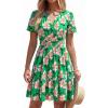 image:imageBTFBM Summer Dresses for Women 2026 Lightweight Casual Short Sleeve Floral Mini Dress A Line Beach Vacation SundressGreen Pink Flower