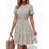 image:imageBTFBM Summer Dresses for Women 2026 Lightweight Casual Short Sleeve Floral Mini Dress A Line Beach Vacation SundressLight Khaki