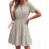 image:imageBTFBM Summer Dresses for Women 2026 Lightweight Casual Short Sleeve Floral Mini Dress A Line Beach Vacation SundressLight Khaki