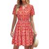 image:imageBTFBM Summer Dresses for Women 2026 Lightweight Casual Short Sleeve Floral Mini Dress A Line Beach Vacation SundressRed