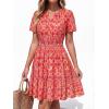 image:imageBTFBM Summer Dresses for Women 2026 Lightweight Casual Short Sleeve Floral Mini Dress A Line Beach Vacation SundressRed