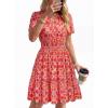 image:imageBTFBM Summer Dresses for Women 2026 Lightweight Casual Short Sleeve Floral Mini Dress A Line Beach Vacation SundressRed