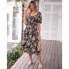 image:imageBTFBM Summer Dresses for Women 2026 Spring Outfits Beach Vacation Short Sleeve Smocked Boho Casual Floral Maxi DressFloral Black Yellow