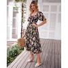 image:imageBTFBM Summer Dresses for Women 2026 Spring Outfits Beach Vacation Short Sleeve Smocked Boho Casual Floral Maxi DressFloral Black Yellow