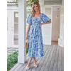 image:imageBTFBM Summer Dresses for Women 2026 Spring Outfits Beach Vacation Short Sleeve Smocked Boho Casual Floral Maxi DressFloral Blue