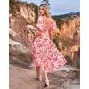 image:imageBTFBM Summer Dresses for Women 2026 Spring Outfits Beach Vacation Short Sleeve Smocked Boho Casual Floral Maxi DressFloral Pink Red