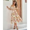 image:imageBTFBM Summer Dresses for Women 2026 Spring Outfits Beach Vacation Short Sleeve Smocked Boho Casual Floral Maxi DressFloral White Orange