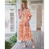 image:imageBTFBM Summer Dresses for Women 2026 Spring Outfits Beach Vacation Short Sleeve Smocked Boho Casual Floral Maxi DressFloral White Red