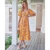 image:imageBTFBM Summer Dresses for Women 2026 Spring Outfits Beach Vacation Short Sleeve Smocked Boho Casual Floral Maxi DressFloral Yellow