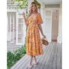 image:imageBTFBM Summer Dresses for Women 2026 Spring Outfits Beach Vacation Short Sleeve Smocked Boho Casual Floral Maxi DressFloral Yellow