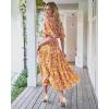 image:imageBTFBM Summer Dresses for Women 2026 Spring Outfits Beach Vacation Short Sleeve Smocked Boho Casual Floral Maxi DressFloral Yellow