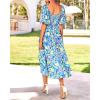 image:imageBTFBM Summer Dresses for Women 2026 Spring Outfits Beach Vacation Short Sleeve Smocked Boho Casual Floral Maxi DressPrint Blue