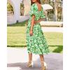 image:imageBTFBM Summer Dresses for Women 2026 Spring Outfits Beach Vacation Short Sleeve Smocked Boho Casual Floral Maxi DressPrint Grass Green