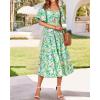 image:imageBTFBM Summer Dresses for Women 2026 Spring Outfits Beach Vacation Short Sleeve Smocked Boho Casual Floral Maxi DressPrint Green