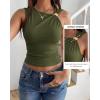 image:imageBTFBM Summer Going Out Tops for Women 2026 Asymmetrical Sleeveless Ruched Y2k Top Date Night Outfits Fashion ClothingArmy Green