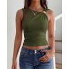 image:imageBTFBM Summer Going Out Tops for Women 2026 Asymmetrical Sleeveless Ruched Y2k Top Date Night Outfits Fashion ClothingArmy Green