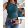 image:imageBTFBM Summer Going Out Tops for Women 2026 Asymmetrical Sleeveless Ruched Y2k Top Date Night Outfits Fashion ClothingDark Blue