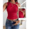 image:imageBTFBM Summer Going Out Tops for Women 2026 Asymmetrical Sleeveless Ruched Y2k Top Date Night Outfits Fashion ClothingRed