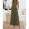 image:imageBTFBM Summer Maxi Dresses for Women 2026 Spring Sleeveless Casual Ruched High Waisted Long Sundress Flowy Beach DressArmy Green