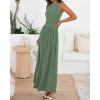 image:imageBTFBM Summer Maxi Dresses for Women 2026 Spring Sleeveless Casual Ruched High Waisted Long Sundress Flowy Beach DressBean Green