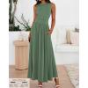 image:imageBTFBM Summer Maxi Dresses for Women 2026 Spring Sleeveless Casual Ruched High Waisted Long Sundress Flowy Beach DressBean Green