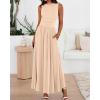 image:imageBTFBM Summer Maxi Dresses for Women 2026 Spring Sleeveless Casual Ruched High Waisted Long Sundress Flowy Beach DressBeige