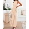 image:imageBTFBM Summer Maxi Dresses for Women 2026 Spring Sleeveless Casual Ruched High Waisted Long Sundress Flowy Beach DressBeige