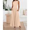 image:imageBTFBM Summer Maxi Dresses for Women 2026 Spring Sleeveless Casual Ruched High Waisted Long Sundress Flowy Beach DressBeige