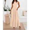 image:imageBTFBM Summer Maxi Dresses for Women 2026 Spring Sleeveless Casual Ruched High Waisted Long Sundress Flowy Beach DressBeige
