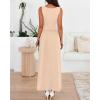 image:imageBTFBM Summer Maxi Dresses for Women 2026 Spring Sleeveless Casual Ruched High Waisted Long Sundress Flowy Beach DressBeige
