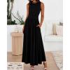 image:imageBTFBM Summer Maxi Dresses for Women 2026 Spring Sleeveless Casual Ruched High Waisted Long Sundress Flowy Beach DressBlack