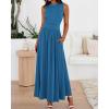 image:imageBTFBM Summer Maxi Dresses for Women 2026 Spring Sleeveless Casual Ruched High Waisted Long Sundress Flowy Beach DressBlue